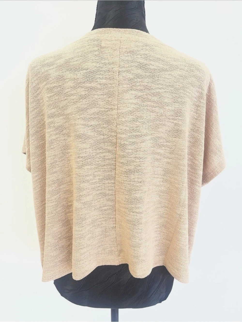 V-Neck Short Sleeve Knit Sweater Top - Beige Size XL by Zanana BNWT